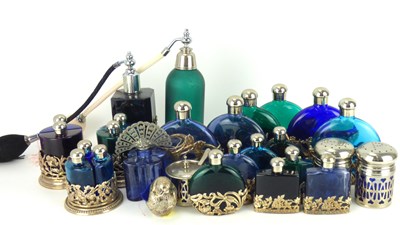 Lot 349 - Approximately twenty-three modern coloured glass bottles