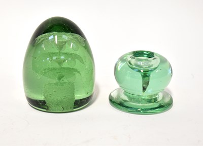 Lot 355 - Two 19th century green glass dump-style paperweights