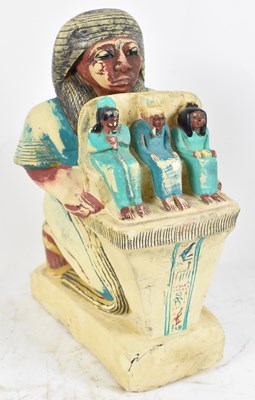 Lot 217 - A large carved and painted stone Egyptian...