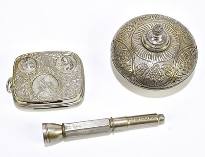 Lot 1356 - A sterling silver mounted container with...