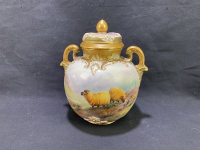 Lot 1629 - HARRY DAVIS FOR ROYAL WORCESTER; a twin...