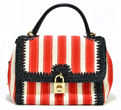Lot 659 - DOLCE & GABBANA; a red and white striped cloth...