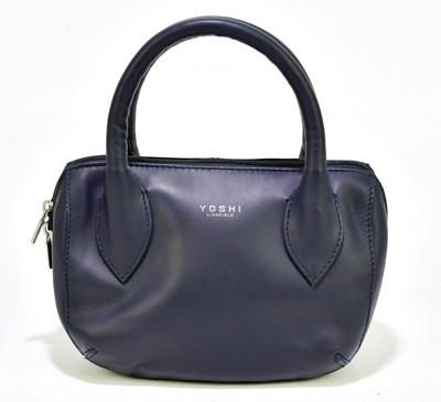 Lot 723 - YOSHI; an unused navy blue soft leather small...