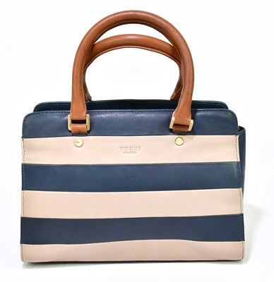 Lot 688 - YOSHI; a navy and beige striped calf skin...