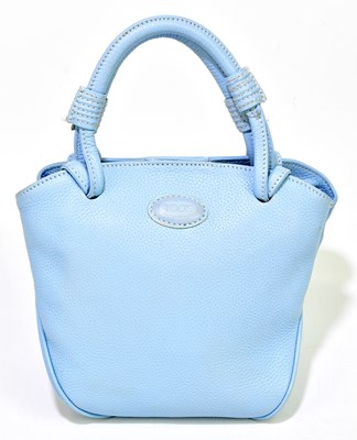 Lot 687 - TODS; a pebbled calfskin light blue leather...