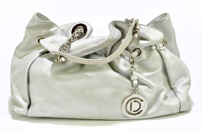 Lot 665 - CHRISTIAN DIOR; a silver textured leather Le...