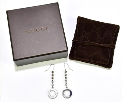 Lot 592 - GUCCI; a pair of hallmarked silver 925 boule...