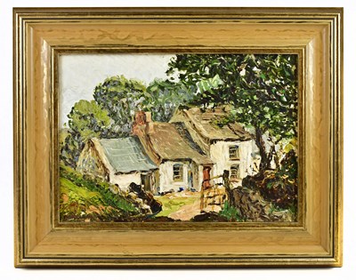 Lot 365 - M. BUCHMAN; oil on board, cottage, signed...