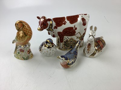 Lot 1703 - ROYAL CROWN DERBY; five animal form...