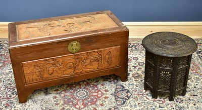 Lot 1815 - A 20th century carved camphor wood chest,...