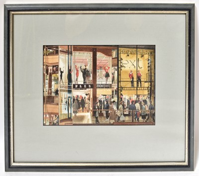 Lot 380 - MICHAEL LAWS; watercolour, 'Pavilion Shopping...