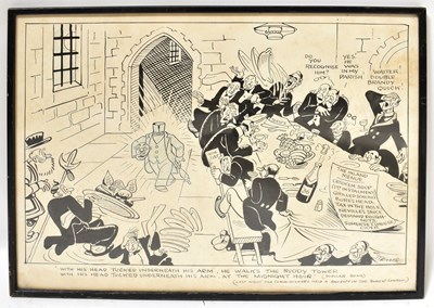 Lot 393 - STRUBE; ink on paper, political cartoon, 'With...