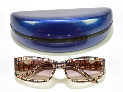 Lot 646 - BURBERRY; a pair of check oblong framed lady's...