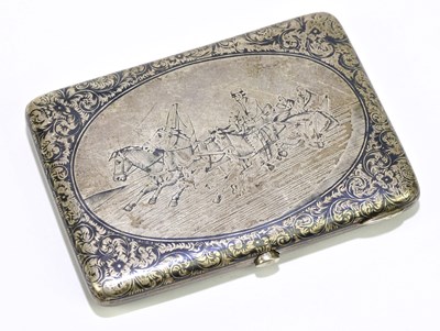 Lot 1143 - A Russian silver and niello cigarette case of...