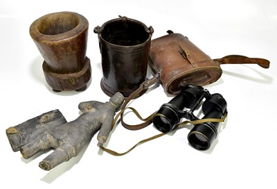 Lot 2028 - A metal spit bucket, together with turned...