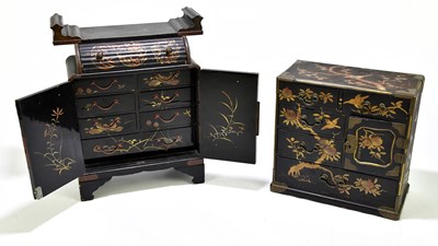 Lot 1813 - Two 19th century black lacquered Chinese table...