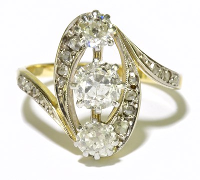 Lot 28 - A yellow metal and white metal diamond set...