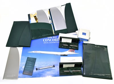 Lot 1485 - CONCORDE; ephemera to include a menu, pens,...