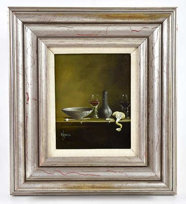 Lot 384 - A. KARELS; oil on board, still life with wine...