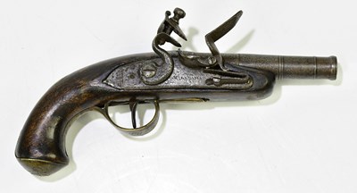 Lot 589 - A flintlock pocket pistol with 2.5" screw-off...