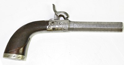 Lot 599 - A 19th century percussion cap muff pistol with...