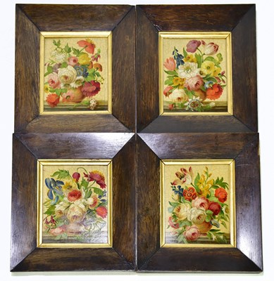Lot 1525 - A set of four oils on copper, studies of still...