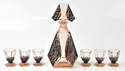 Lot 1780 - IN THE STYLE OF HOFFMAN; an Art Deco pale pink...
