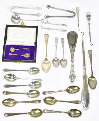 Lot 1230 - A quantity of silver and white metal,...