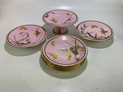 Lot 1634 - WORCESTER; a 19th century nine piece dessert...