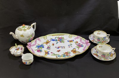 Lot 1624 - HEREND; a hand painted breakfast service in...