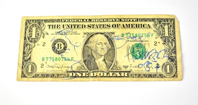 Lot 552 - THE BEATLES; a US $1 bill bearing the...