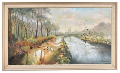 Lot 358 - GEORGE THOMPSON (1934-2019); oil on canvas,...