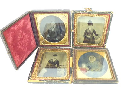 Lot 624 - Four 19th century Daguerreotype portraits in mounts