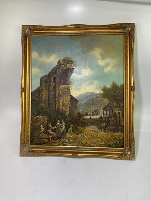 Lot 1518 - UNATTRIBUTED; oil on board, figures and...