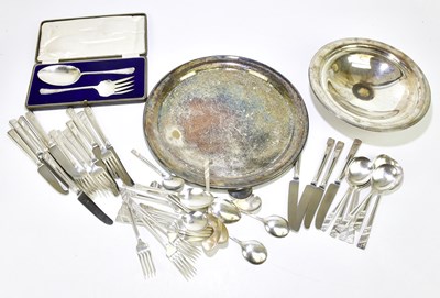 Lot 1004 - An early 20th century table canteen of silver...