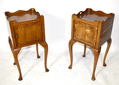 Lot 1692 - A pair of late 19th century walnut bedside...
