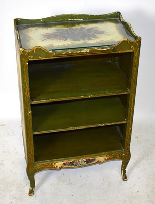 Lot 1739 - A painted side cabinet with floral decoration...