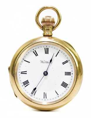 Lot 2990 - A 9ct yellow gold Waltham crown wind open face...