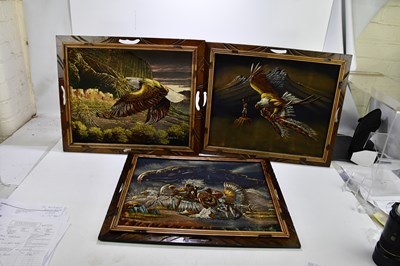 Lot 1580 - SANCHEZ; three oils on fabric, two depicting...
