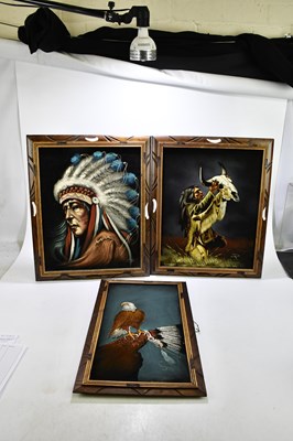 Lot 1581 - ORTEZ; three oils on fabric, two depicting...