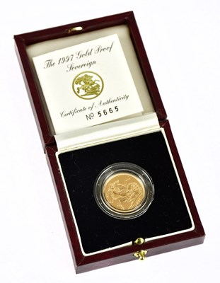 Lot 1407 - An Elizabeth II proof full sovereign, 1997,...