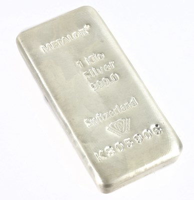 Lot 1410 - A Metalor of Switzerland 1kg 9999 grade silver...