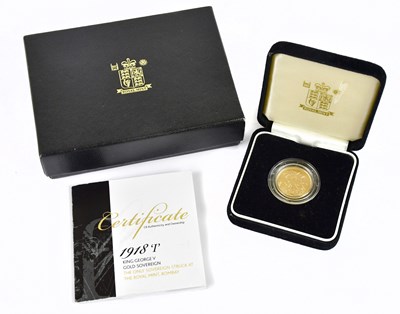 Lot 1397 - A George V full sovereign, 1918, the only...