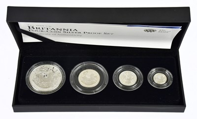 Lot 1457 - A cased Britannia 2009 silver proof four coin...