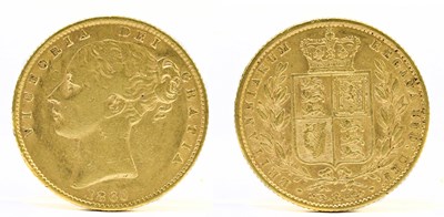 Lot 1413 - A Victorian full sovereign, young head, shield...