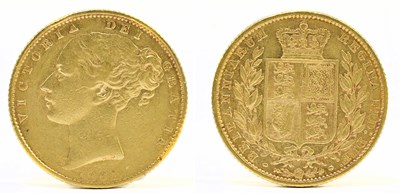 Lot 1414 - A Victorian full sovereign, young head, shield...