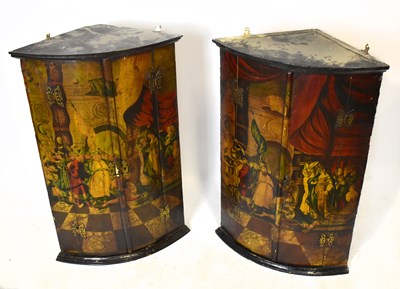 Lot 1531 - A pair of late 18th century bowfront hanging...