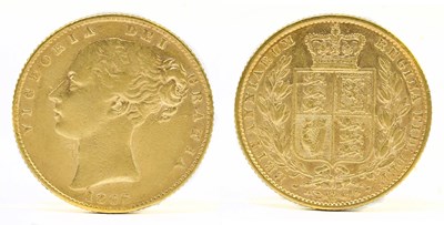 Lot 1417 - A Victorian full sovereign, young head, shield...