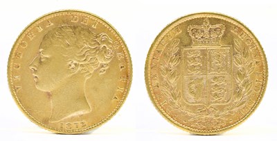 Lot 1418 - A Victorian full sovereign, young head, shield...