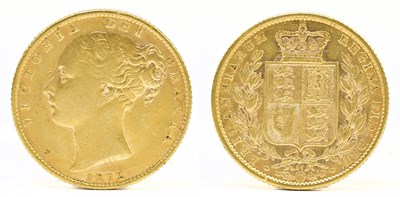 Lot 1419 - A Victorian full sovereign, young head, shield...